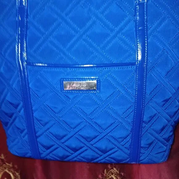 Vera Bradley Microfiber Purse Cobalt Blue Tote - Picture 7 of 10